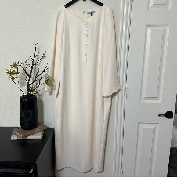 NWT ANTONIO MELANI x Elizabeth Damrich Swan Crepe Button Front Long Dress - Picture 6 of 15